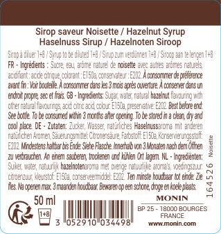 Le Sirop de MONIN Saveur Noisette