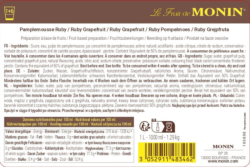 Le Fruit de MONIN Pamplemousse Ruby