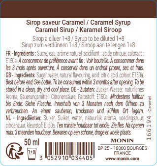 Le Sirop de MONIN Saveur Caramel