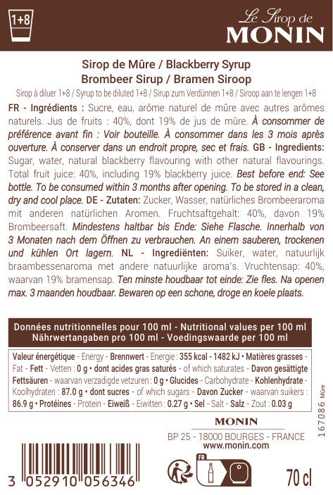 Le Sirop de MONIN Mûres