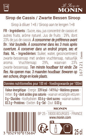 Le Sirop de MONIN Cassis