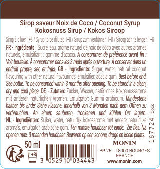 Le Sirop de MONIN Saveur Noix de Coco