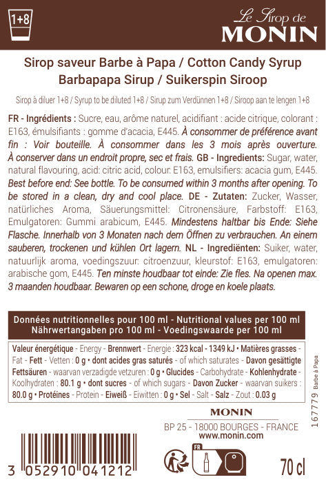 Le Sirop de MONIN Saveur Barbe à Papa
