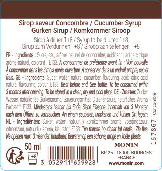 Le Sirop de MONIN Saveur Concombre