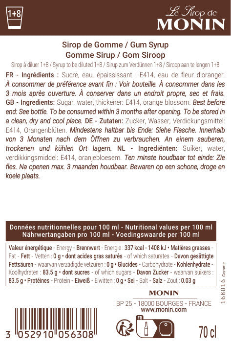 Le Sirop de MONIN Gomme