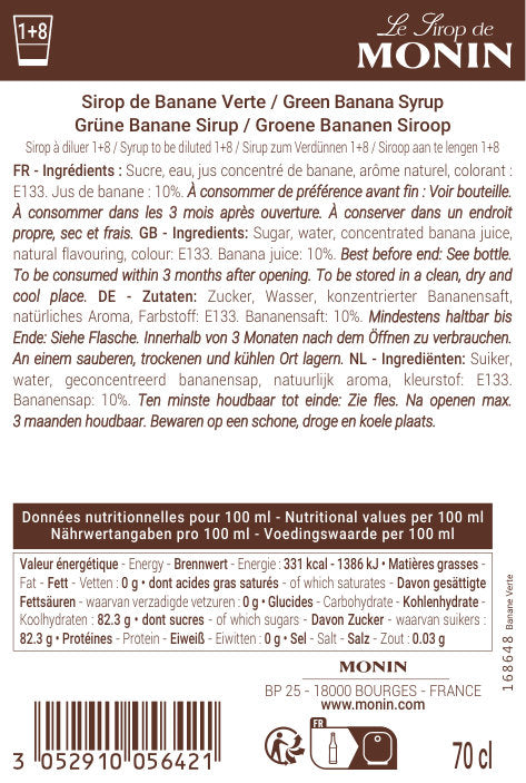Le Sirop de MONIN Banane Verte