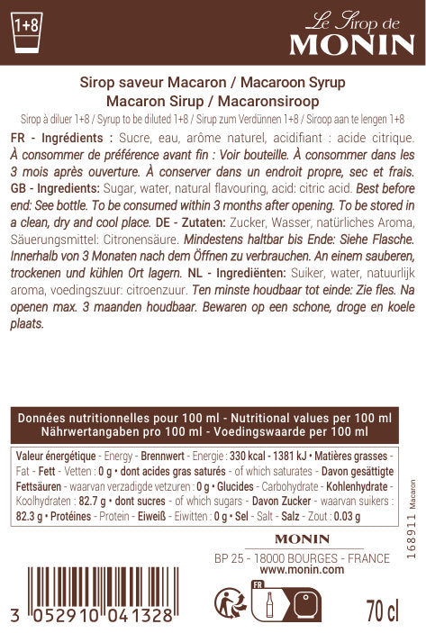 Le Sirop de MONIN Saveur Macaron