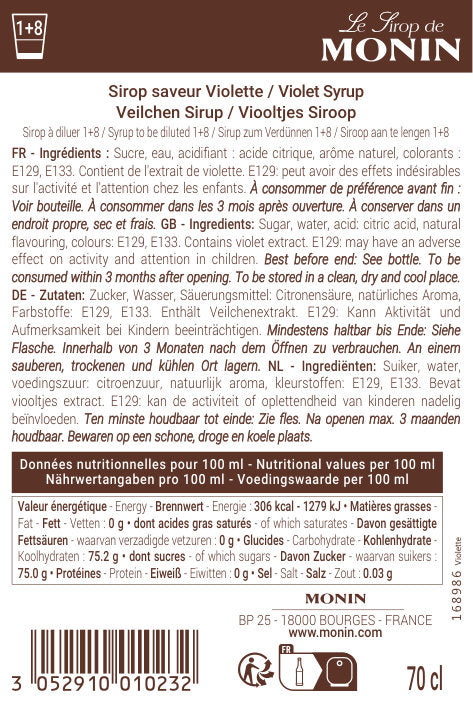 Le Sirop de MONIN Saveur Violette