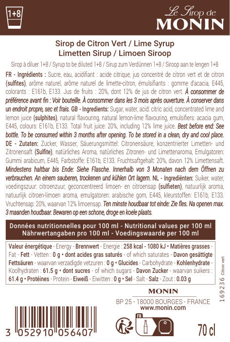 Le Sirop de MONIN Citron Vert