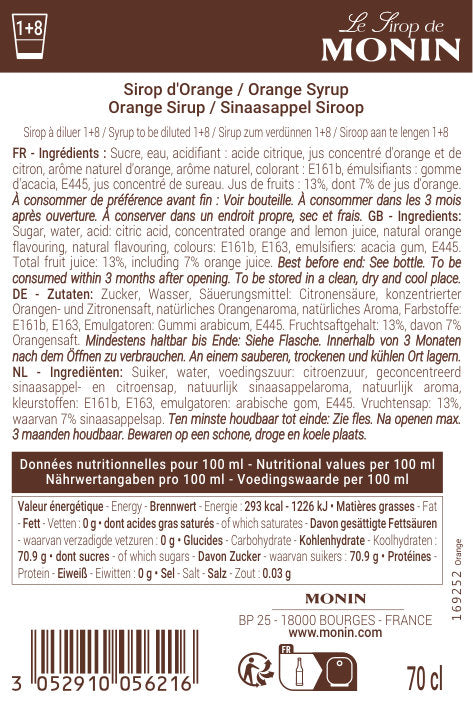 Le Sirop de MONIN Orange