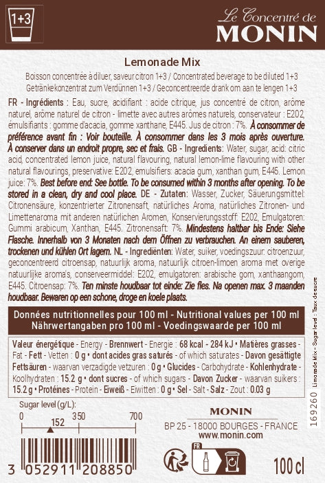 Le Concentré de MONIN Limonade Mix - 1L PET