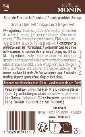 Le Sirop de MONIN Fruit de la Passion