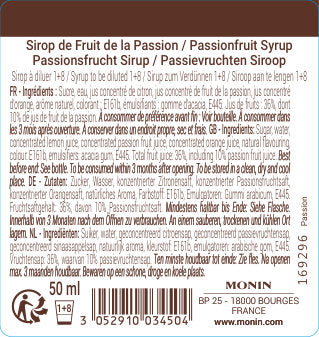 Le Sirop de MONIN Fruit de la Passion