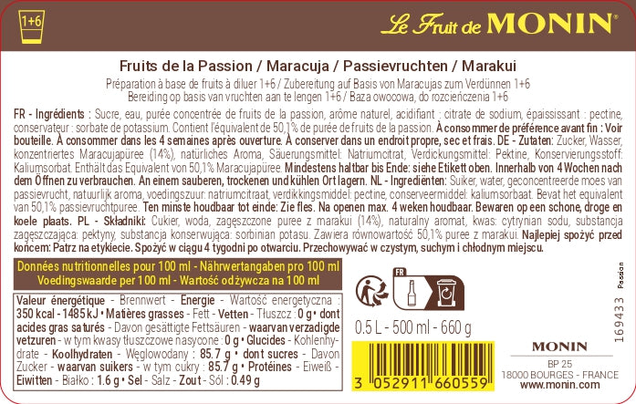 Le Fruit de MONIN Fruit de la Passion
