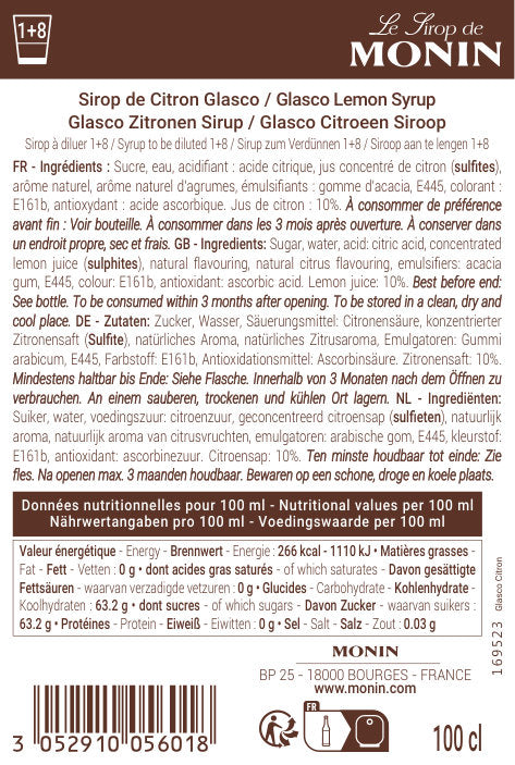 Le Sirop de MONIN Glasco Citron