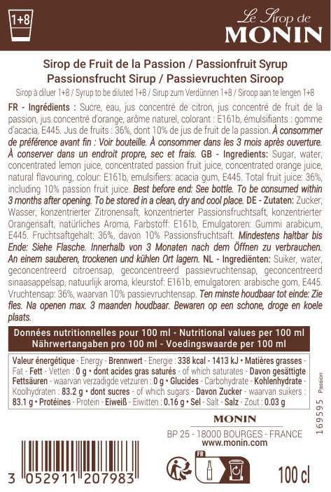 Le Sirop de MONIN Fruit de la Passion