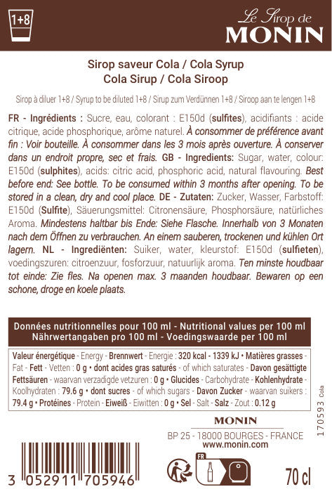 Le Sirop de MONIN Saveur Cola