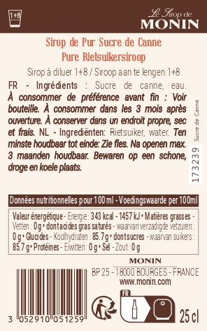Le Sirop de MONIN Pur Sucre de Canne