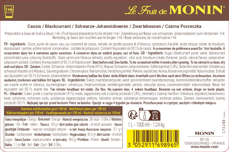 Le Fruit de MONIN Cassis