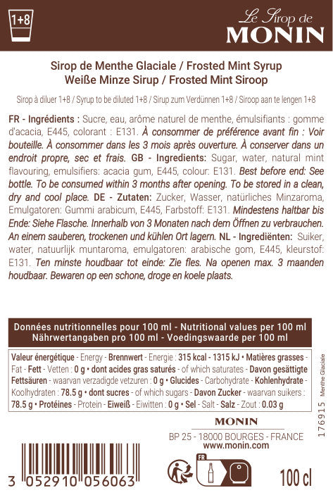 Le Sirop de MONIN Menthe Glaciale