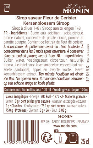 Le Sirop de MONIN Saveur Fleur de Cerisier