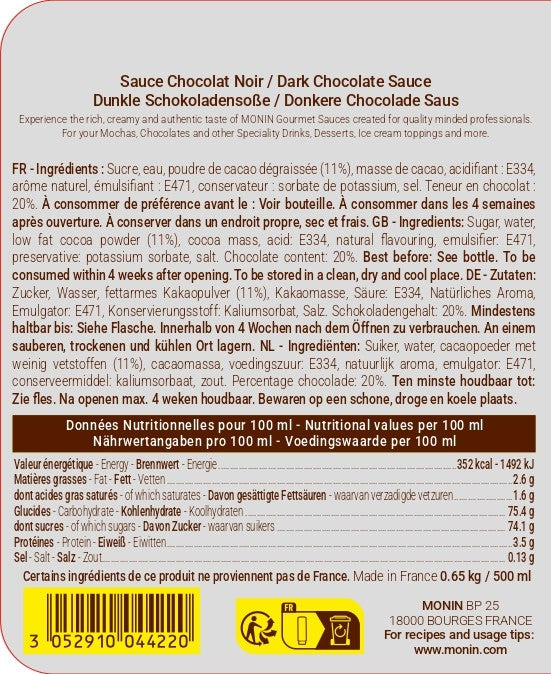 La Sauce de MONIN Chocolat Noir