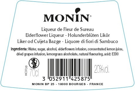 La Liqueur de MONIN Fleur de Sureau 70cl (20%)