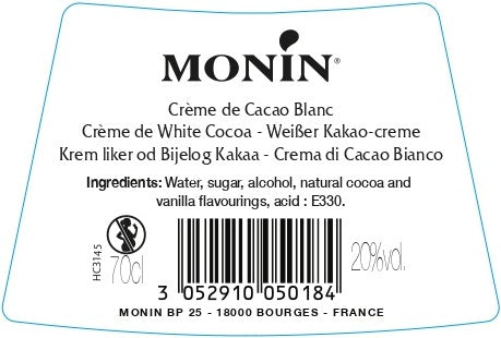 La Liqueur de MONIN Crème de Cacao Blanc 70cl (20%)