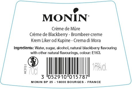 La Liqueur de MONIN Crème de Mûre 70cl (16%)