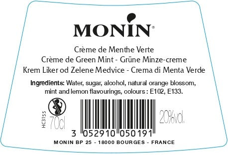 La Liqueur de MONIN Crème de Menthe Verte 70cl (20%)