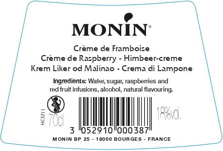 La Liqueur de MONIN Crème de Framboise 70cl (18%)